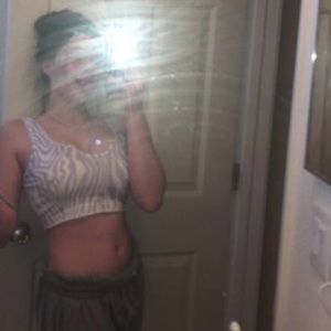 Purple/white zebra cropped tank top